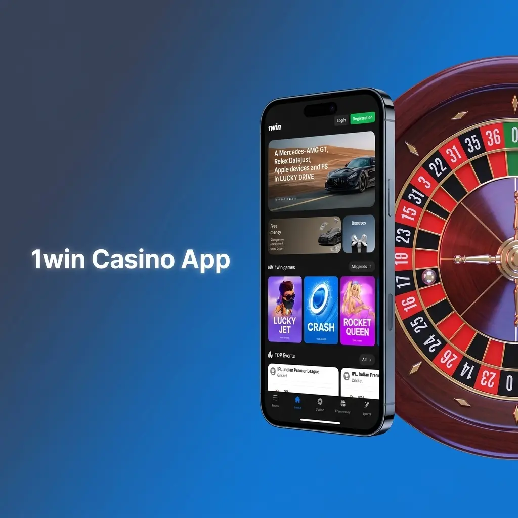1win casino app home screen showing 13000+ games including slots, live casino, and crash games from 50+ providers