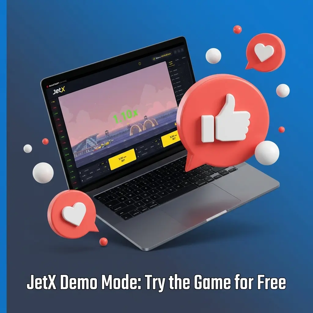JetX demo mode gameplay showing multiplier curve, dual bet option, and live statistics panel on 1win platform